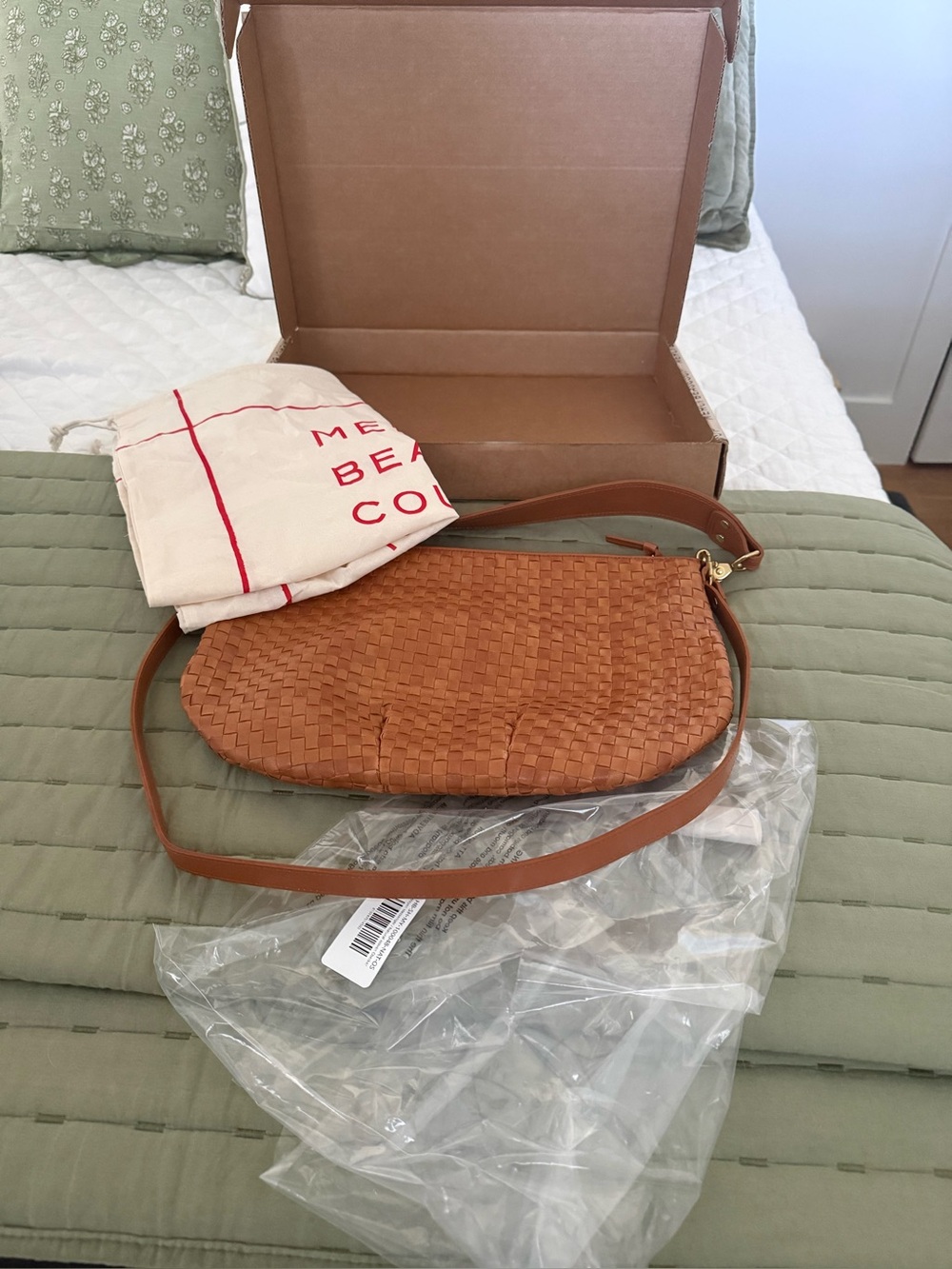 Clare V Moyer Messenger - Natural Woven Checker